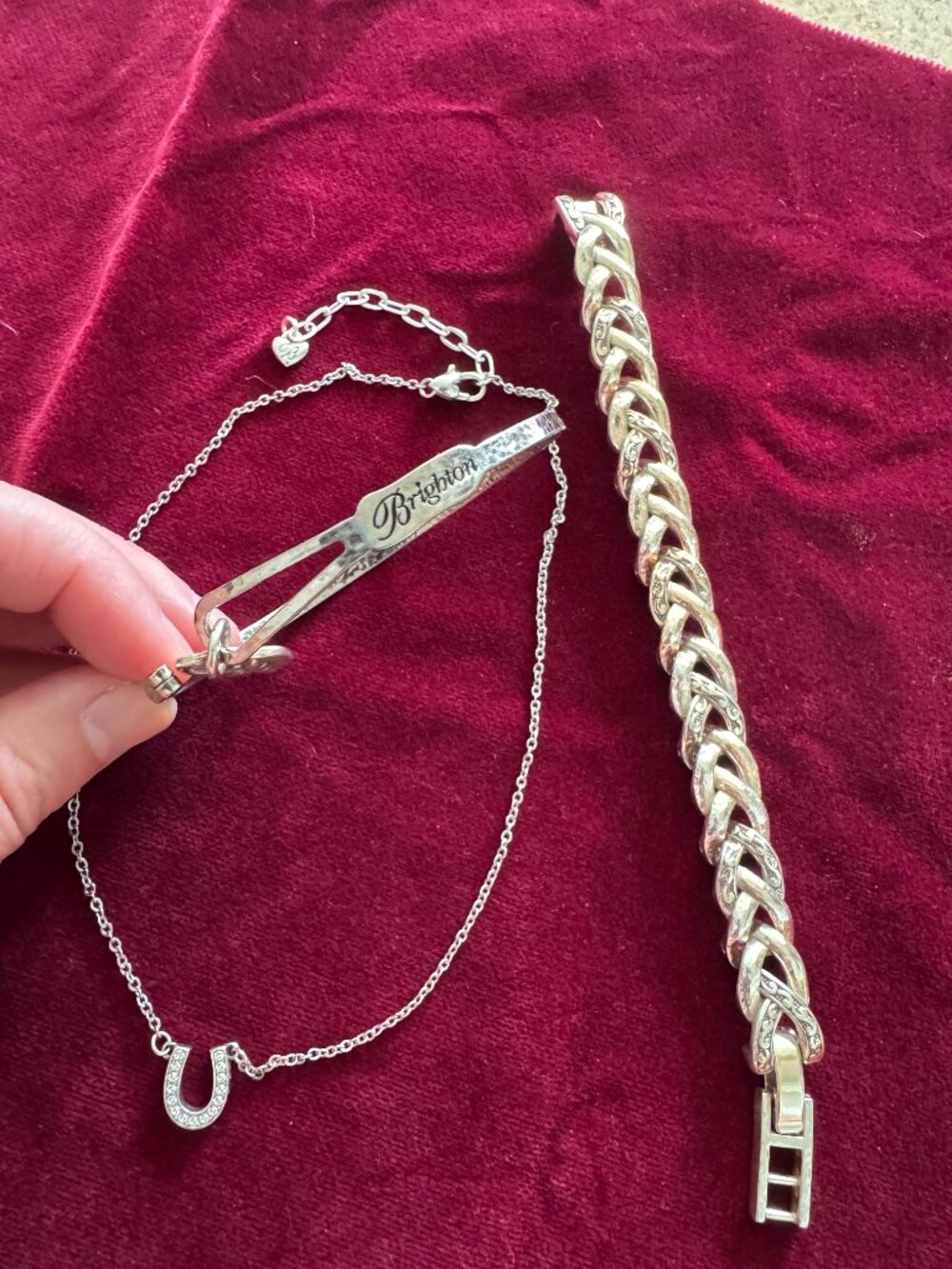 BRIGHTON Lot of 2 Silver-Tone Bracelets & Necklace - Picture 2 of 13